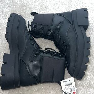 Zara Black Lace Up Boots for Women